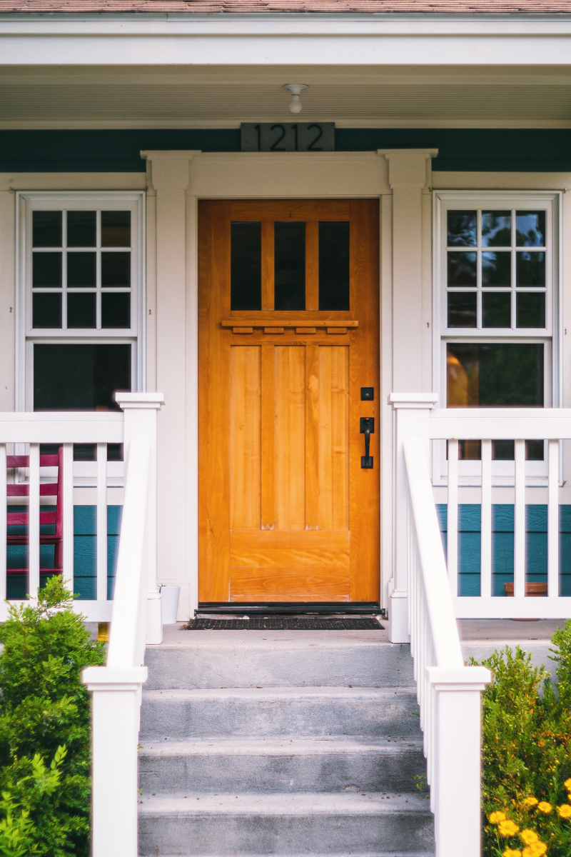 view of exterior of house, front door